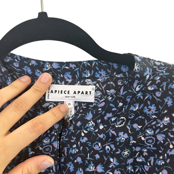 Apiece Apart Olga Mini Dress in Leafy Floral Black - Picture 5 of 7